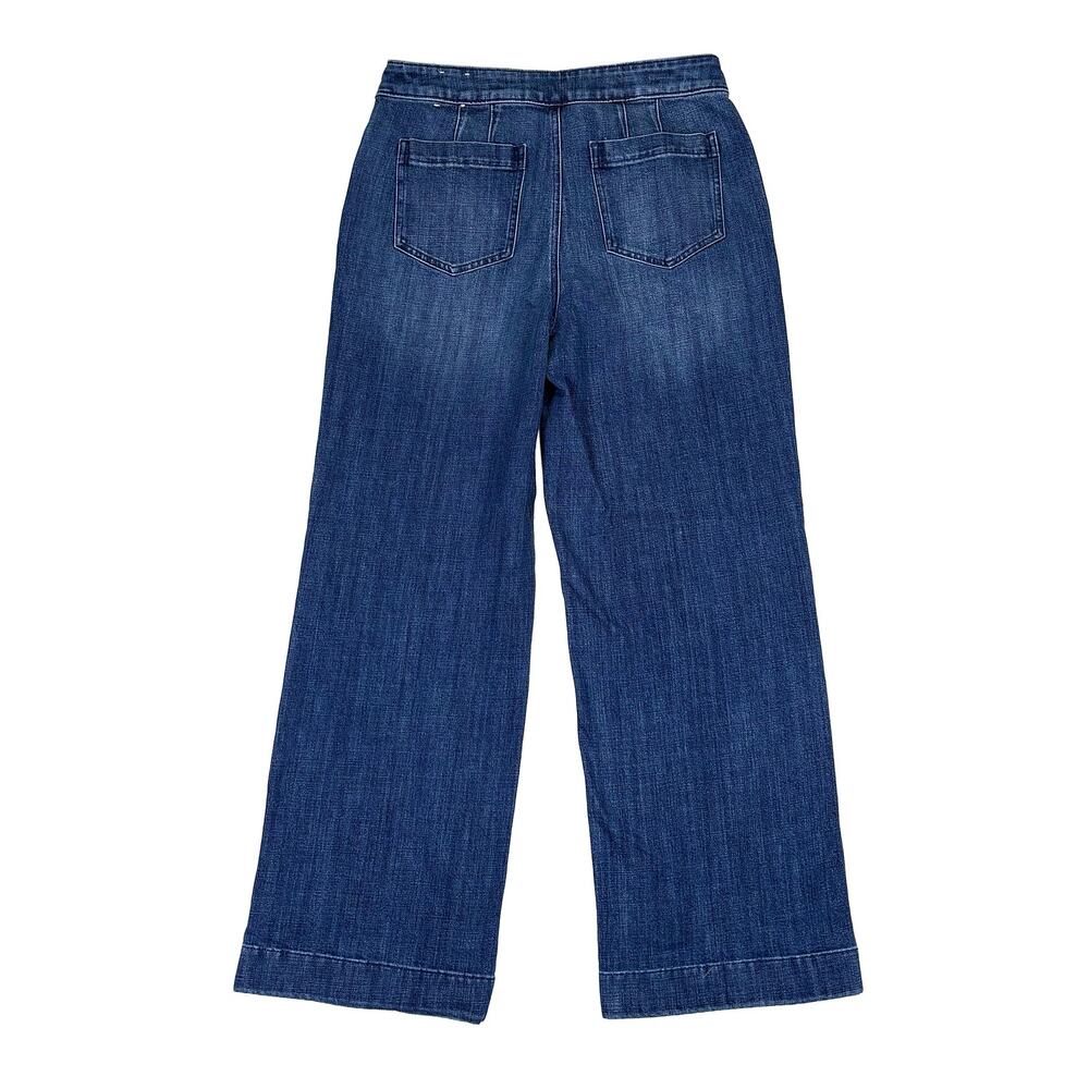 Talbots Wide Leg Sailor Jeans Women 10 Fleet Wash Blue High Rise Stretch Comfort - Picture 2 of 10